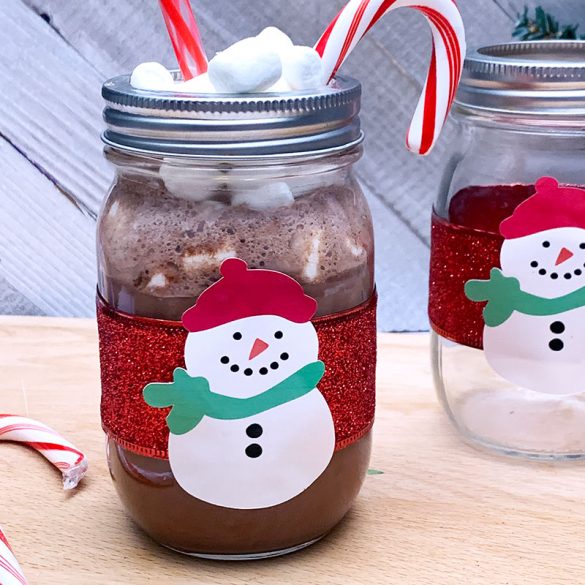 Peppermint Hot Cocoa in a Snowman Mason Jar