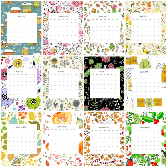 2022 Monthly Calendars - Printable