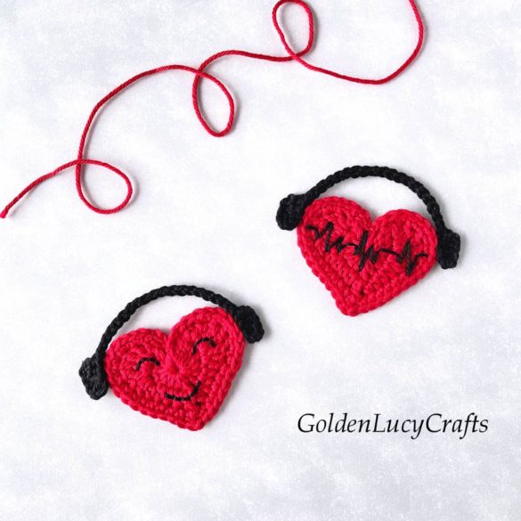Listen To Your Heart Crochet Applique