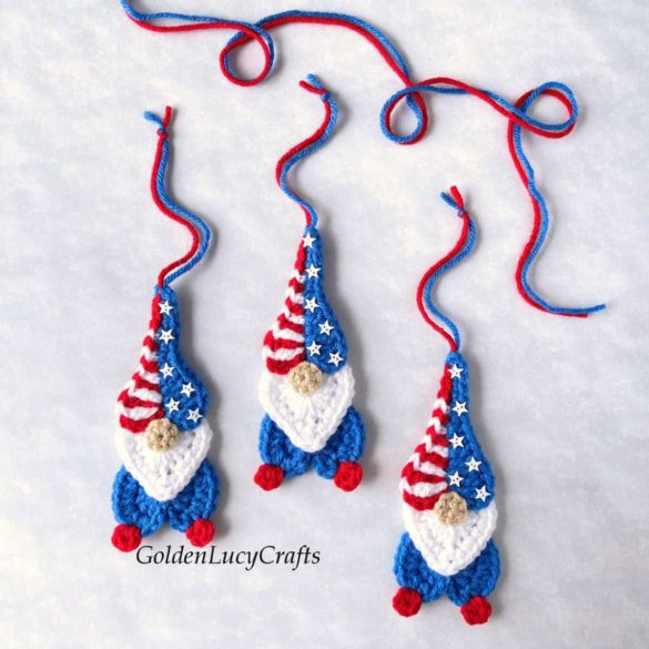 Crochet Patriotic Gnome Ornament