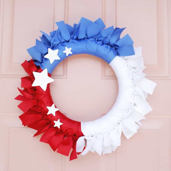 Make Your Own Easy Fourth of July Ribbon Wreath