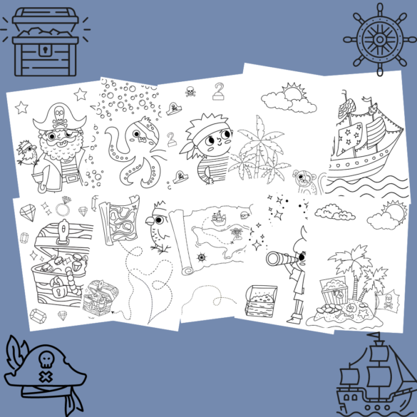 Pirate Coloring Pages FREE (10 Printable Sheets!)