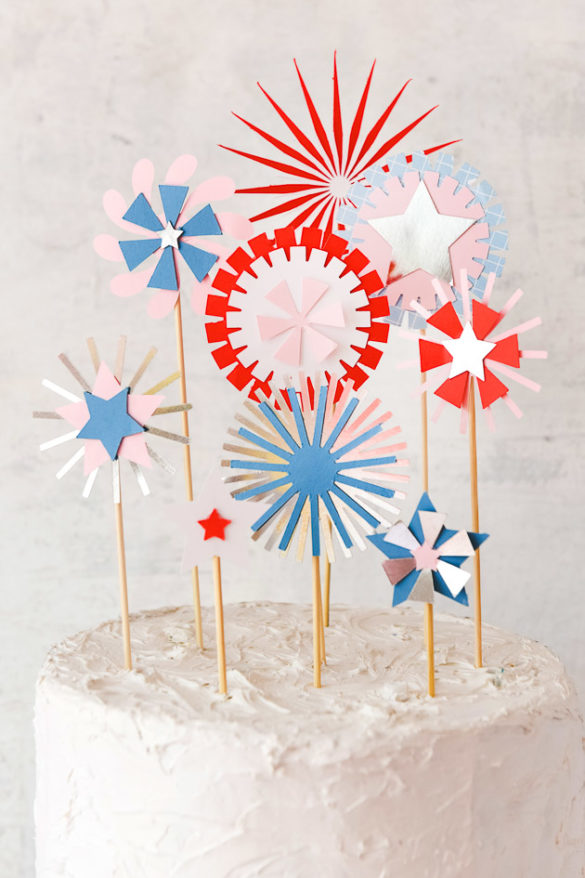 Paper Cake Topper Fireworks for the Fourth